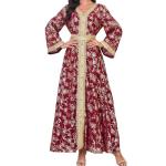 Embroidered Floral V Neck Maxi Kaftan Dress