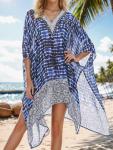Floral Beach Kaftan Swimsuit Cover-Up in Blue