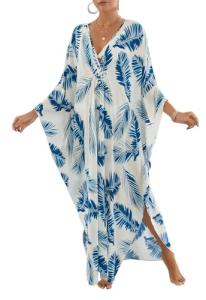 Plus Size Animal Print Kaftan Dress for Summer