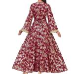 Embroidered Floral V Neck Maxi Kaftan Dress