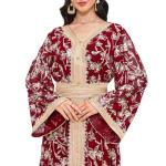 Embroidered Floral V Neck Maxi Kaftan Dress