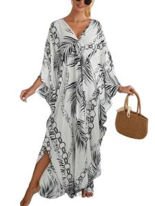 Plus Size V-Neck Boho Kaftan Maxi Dress