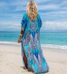 Plus Size Moroccan Print V-Neck Beach Kaftan