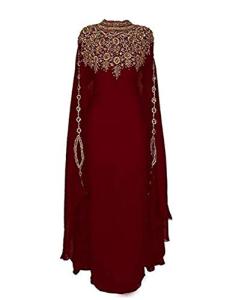 Elegant Burgundy Kaftan Maxi Dress for Events
