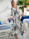 Plus Size V-Neck Boho Kaftan Maxi Dress