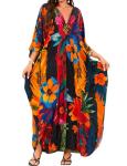 Colorful Floral Plus Size Kaftan Beach Dress