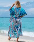 Plus Size Moroccan Print V-Neck Beach Kaftan