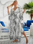 Plus Size V-Neck Boho Kaftan Maxi Dress