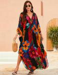 Colorful Floral Plus Size Kaftan Beach Dress