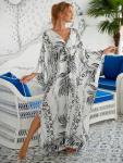 Plus Size V-Neck Boho Kaftan Maxi Dress
