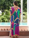 Plus Size Moroccan Print V-Neck Kaftan Dress