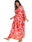 Moss Rose V Neck Summer Kaftan Dress