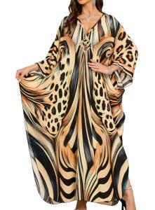 Plus Size Floral Print Kaftan Dress for Summer