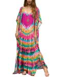 Plus Size Moroccan Print V-Neck Kaftan Dress