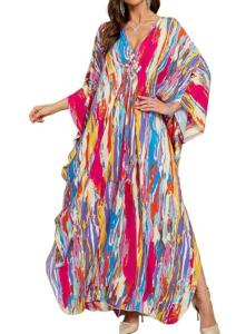 Plus Size Floral Print Kaftan Dress for Summer