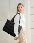 LOVEVOOK Black Quilted Tote Bag for Women
