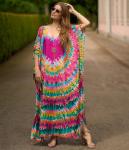 Plus Size Moroccan Print V-Neck Kaftan Dress