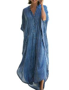 Chunoy Women's Striped V-Neck Kaftan Dress