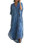 Chunoy Women's Striped V-Neck Kaftan Dress