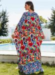 Plus Size Floral Print V-Neck Kaftan Dress