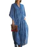 Chunoy Women's Striped V-Neck Kaftan Dress