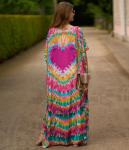 Plus Size Moroccan Print V-Neck Kaftan Dress