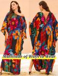 Colorful Floral Plus Size Kaftan Beach Dress