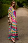 Plus Size Moroccan Print V-Neck Kaftan Dress