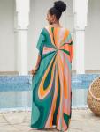 Moroccan Print Plus Size V-Neck Kaftan Dress