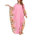 Pink Floral Moroccan Kaftan Dress for Women