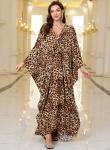 Floral Print Plus Size V-Neck Kaftan Dress