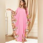 Pink Floral Moroccan Kaftan Dress for Women