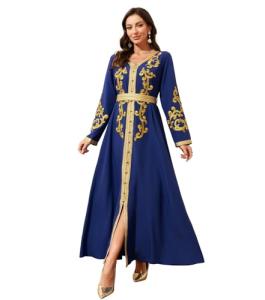 Royal Blue Embroidered Kaftan Maxi Dress