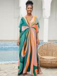 Moroccan Print Plus Size V-Neck Kaftan Dress