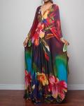 Colorful Floral Plus Size Kaftan Beach Dress