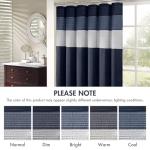 Navy Faux Silk Striped Bath Curtain, 72"x72