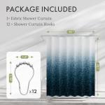 Blue Ombre Washable Shower Curtain Set with Hooks