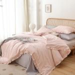 Cozy Blush Pink Ruffled Comforter Set - 3 Pieces