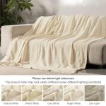 100% Cotton Muslin Lightweight Throw Blanket, Beige