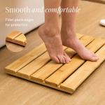 GOBAM Non-Slip Bamboo Bath Mat for Home