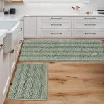 2 Super Absorbent Stripe Bath Mats - Sage