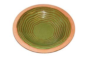 Ceramic Bird Bath and Drinker Bowl - Green