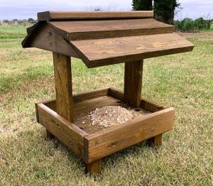 Wooden Ground Feeder for Wild Birds