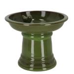 Green Pedestal Birdbath – Small Ceramic Design