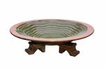Ceramic Bird Bath and Drinker Bowl - Green