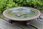 Ceramic Bird Bath and Drinker Bowl - Green