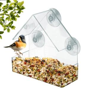 Clear Acrylic Window Bird Feeder with Suction Cups