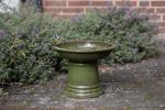 Green Pedestal Birdbath – Small Ceramic Design