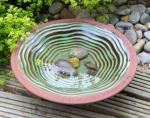 Ceramic Bird Bath and Drinker Bowl - Green