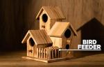 Large Hanging Wooden Bird House with Feeding Station